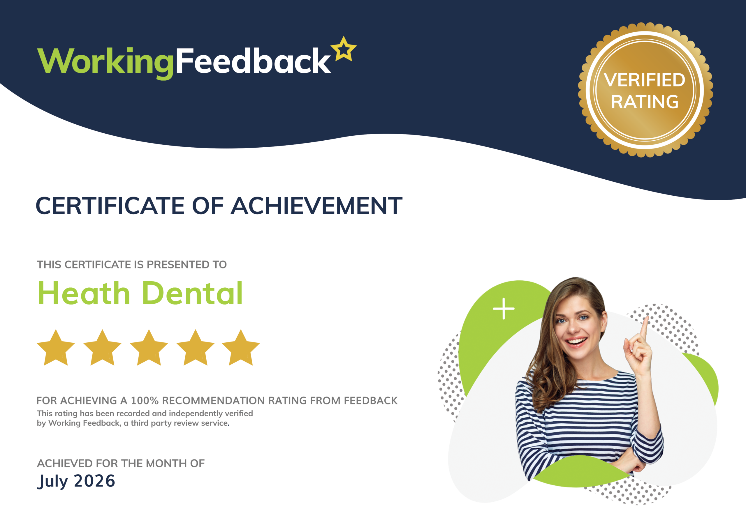 Certificate Heath Dental - July 2026